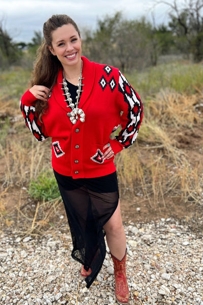 VINTAGE VAQUERA KNIT SWEATER RED