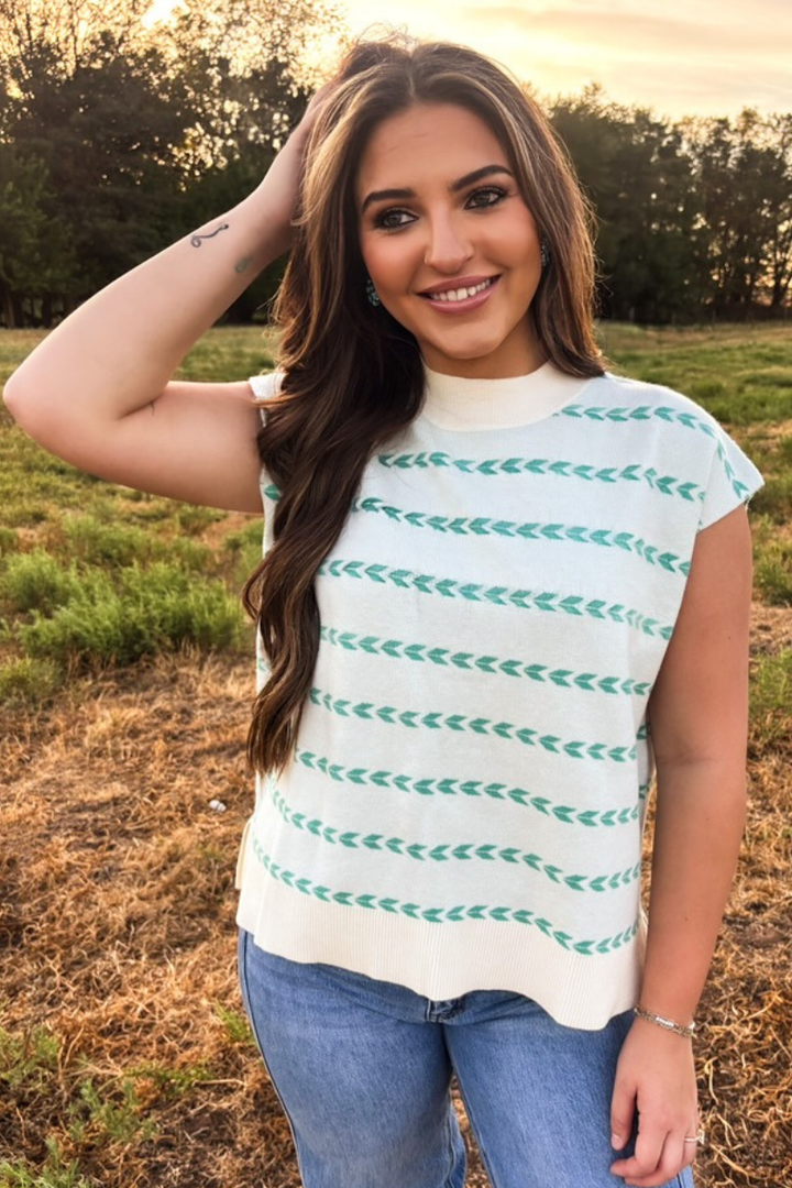 Turquoise Trails Sleeveless Sweater Top