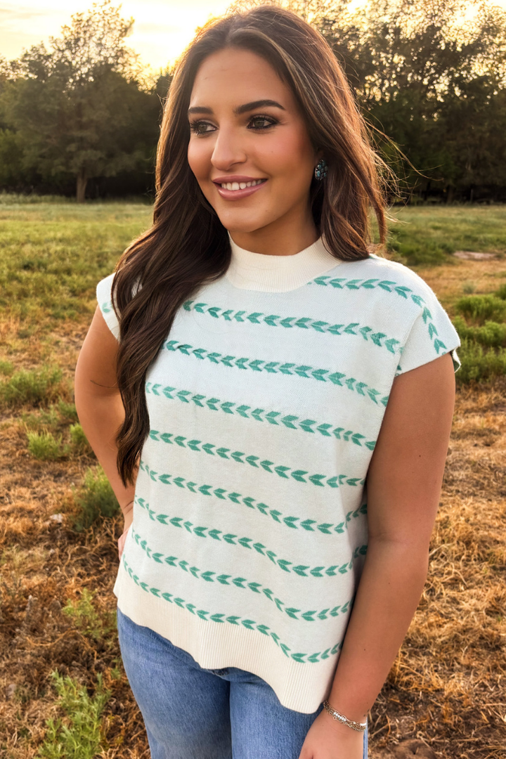 Turquoise Trails Sleeveless Sweater Top