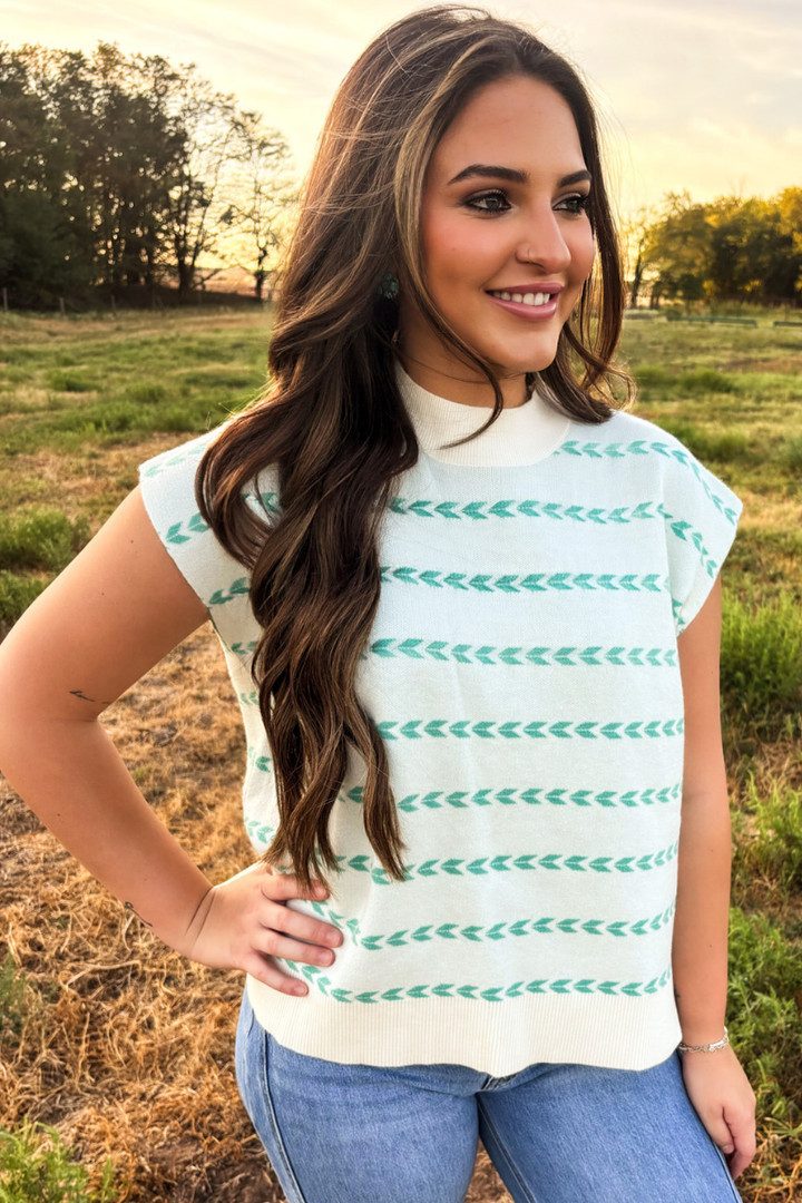 Turquoise Trails Sleeveless Sweater Top