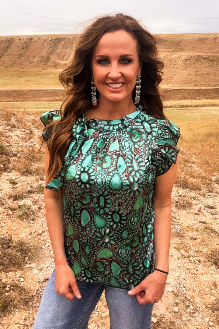 Wild Charm Turquoise Top
