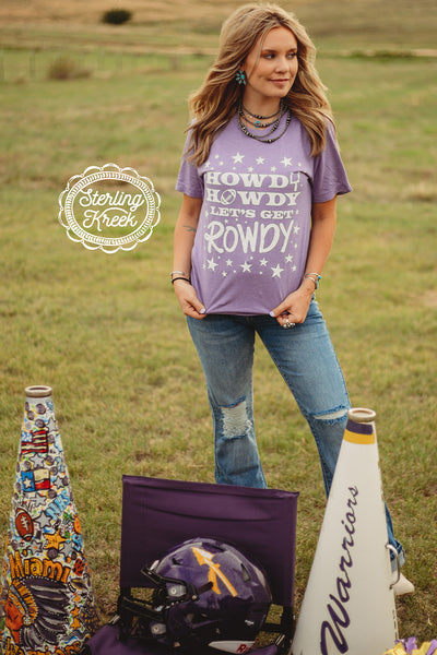 Who's ready for some football!!! This shirt is perfect for the season!!! We wanted something to really stick out in the stands, so we gave you this tee! The white letters really pop off this purple shirt in the best way possible! The unisex fitting makes this shirt great for all shapes and sizes!  MSRP:$ 25+