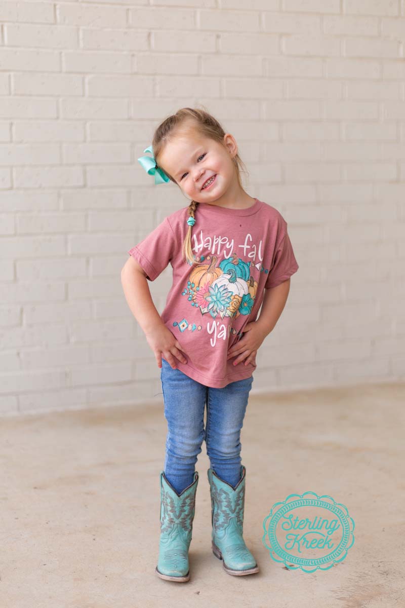 We love fall, the weather, pumpkins, the colors. This tee shirt has everything we love about fall! Bright warm colors, pumpkins, flowers,  and of-course turquoise! Happy Fall from us to YOU!  MSRP:$25+