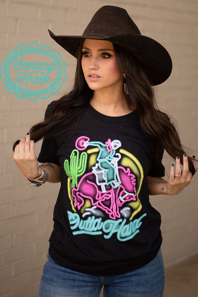 Are you out of hand? Do you want to be? Well now you can have a shirt to match how you feel! We took a black tee and made a vibrant neon shirt just for you! This shirt offers just want you need to stand out in a crowd. You'll have everyone asking where you got it from!   MSPR: $33+